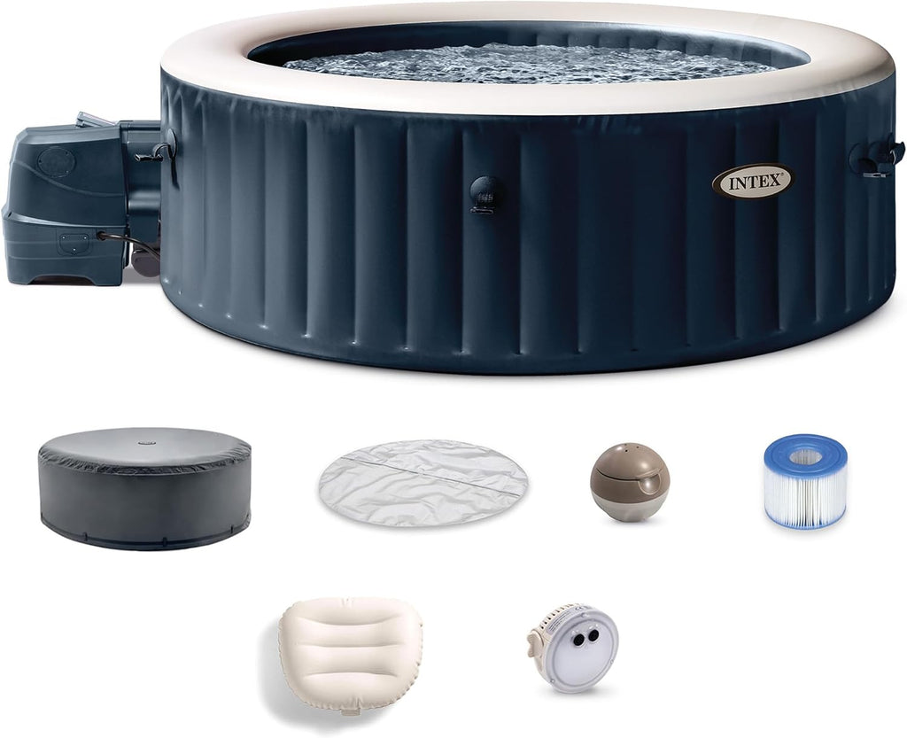 INTEX 28431EP PureSpa Plus Bubble Massage Inflatable Spa Set Includes Energy Efficient Spa Cover wourant