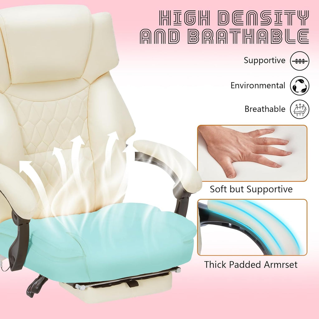 Massage Office Chair with Footrest 6 Point Vibration and Heating Home Executive Office Desk Chair wourant