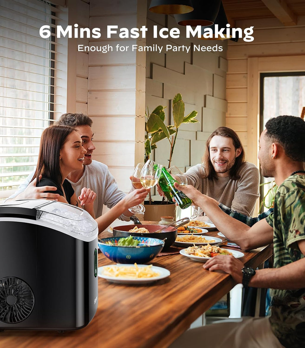 Nugget Ice Maker Countertop, Silonn Chewable Pellet Ice Machine with Self-Cleanin Function, 33lbs/24H Portable Ice Makers for Home Kitchen Officce, Black wourant