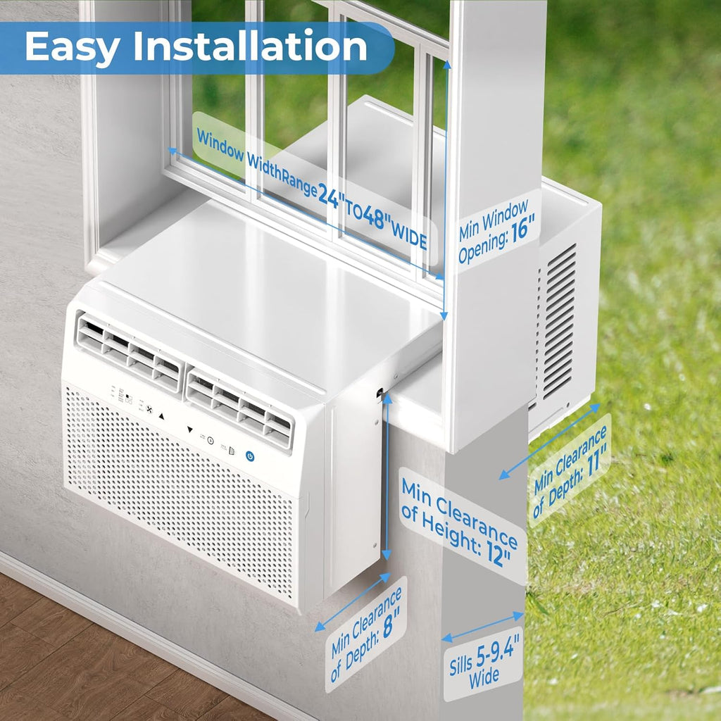 Antarctic Star U-Shaped Air Conditioner Window Unit 12000BTU Ultra Quiet Window Air Conditioner Cools up to 550 Sq. Ft wourant