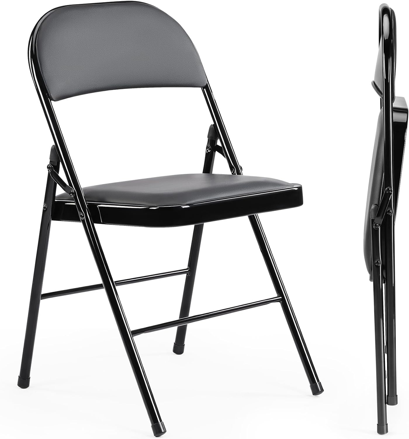 Sweetcrispy Folding Chair 12 Pack, Leather Padded Folding Chairs, Sturdy Metal Foldable Chairs wourant