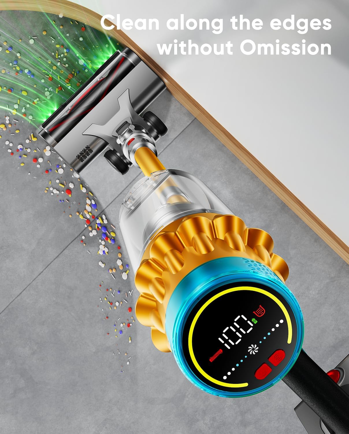 Cordless Vacuum Cleaner, 650W/55KPA/70 Mins Vacuum Cleaners for Home with Self-Standing, Anti-Tangle Brush, Smart Display and 1.8L Cup Cordless Stick Vacuum Cleaner for Pet Hair/Carpets woonhhop