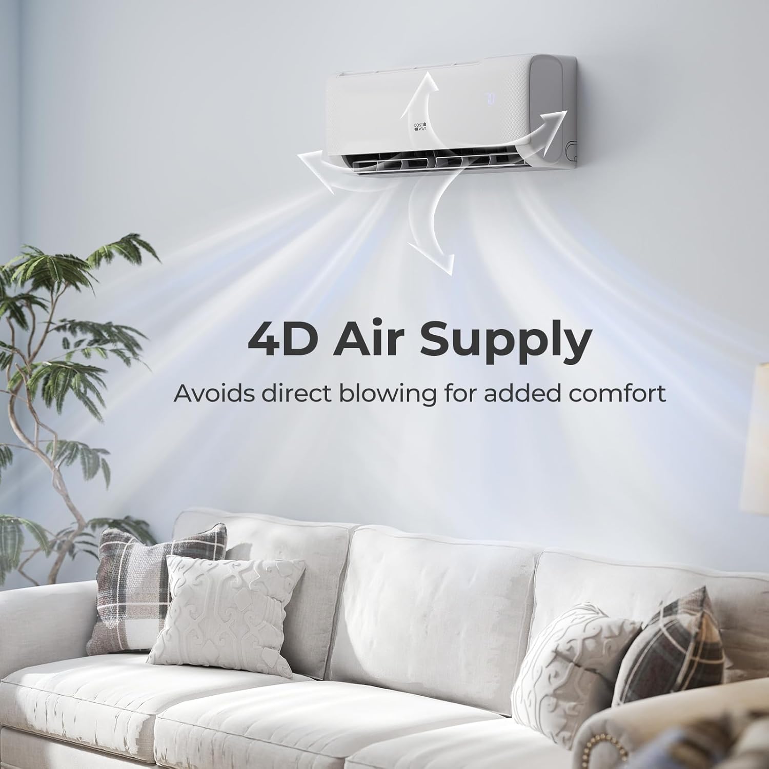 COSTWAY 12000BTU Mini Split Air Conditioner& Heater, 20 SEER2 115V Wall-Mounted Ductless AC Unit Cools Rooms up to 750 Sq. Ft, Energy Efficient Inverter AC with Heat Pump (Blast Series) wourant