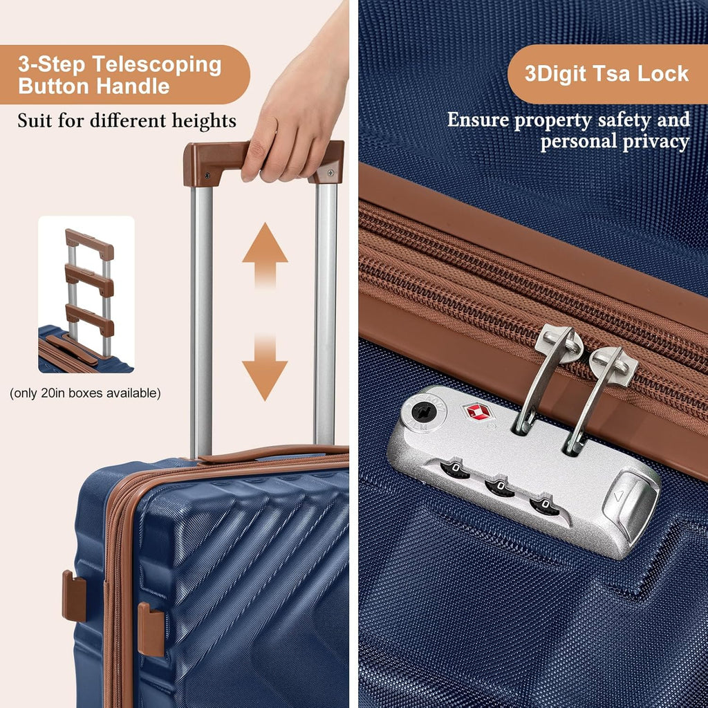 5 piece luggage set expandable suitcase 22x14x9 aviation certified durable waterproof travel set wourant