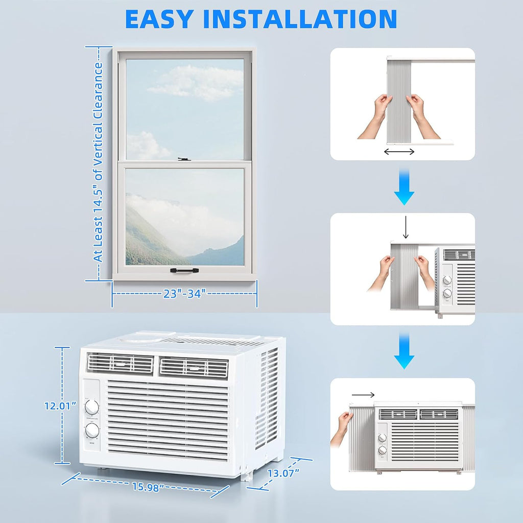 Antarctic Star 12,000 BTU U-Shaped Window Air Conditioner Unit Cools up to 550 Sq.Ft. with 6 Modes 24H Timer, Ultra Quiet Window AC Units wourant