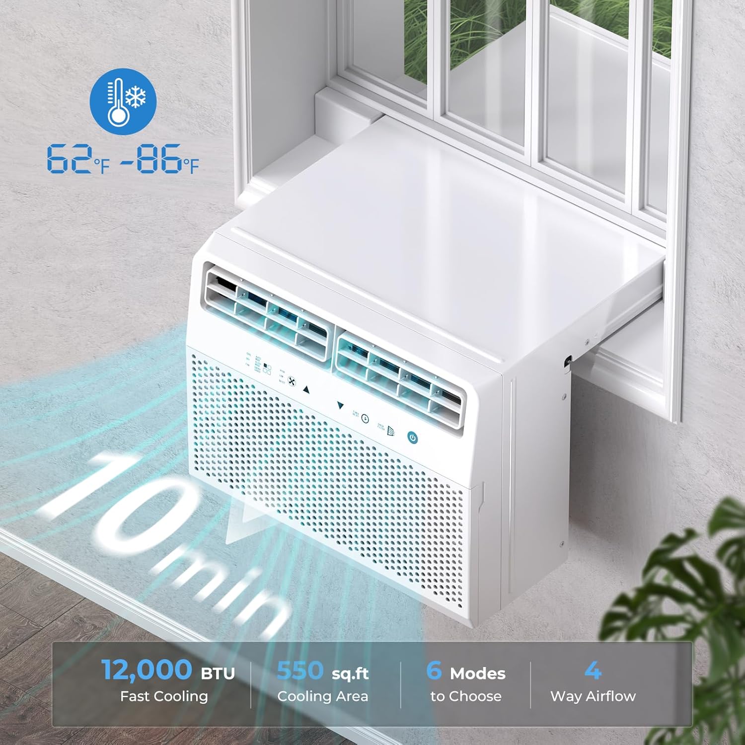 Antarctic Star U-Shaped Air Conditioner Window Unit 12000BTU Ultra Quiet Window Air Conditioner Cools up to 550 Sq. Ft wourant