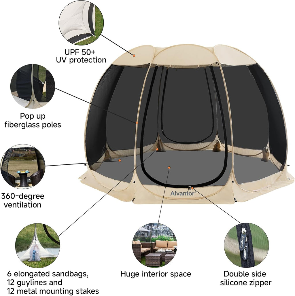 Screen gazebo, sleeps 6-10-15 people Igloo-style canopy tent with mosquito net on the sides Perfect for garden, patio, backyard wourant