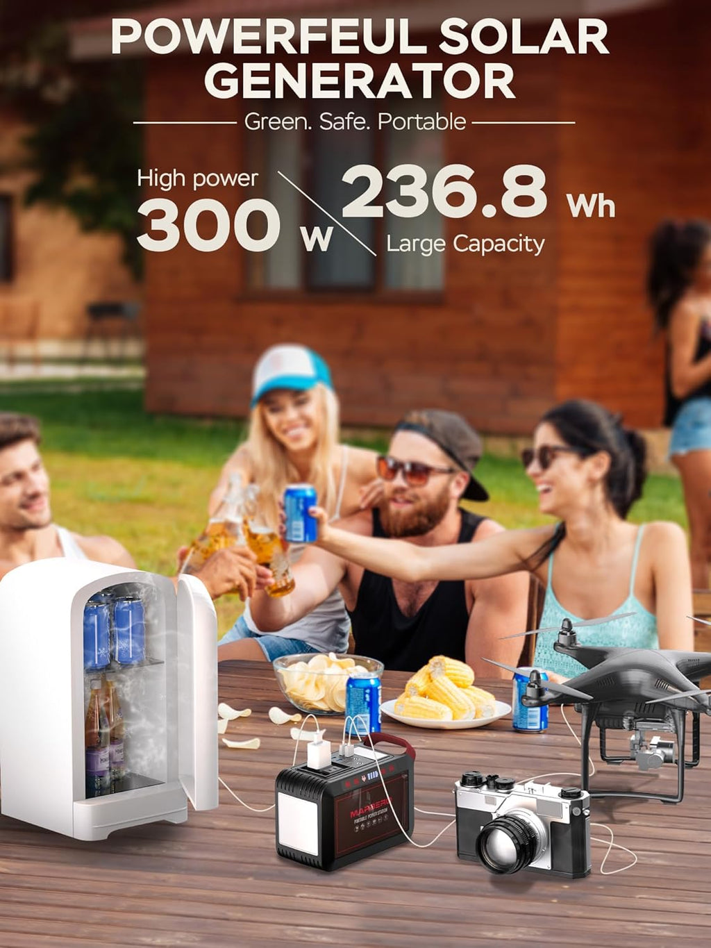 Portable Power Station 88Wh Camping Lithium Battery Solar Generator Fast Charging with AC Outlet 120W Peak Power Bank wourant