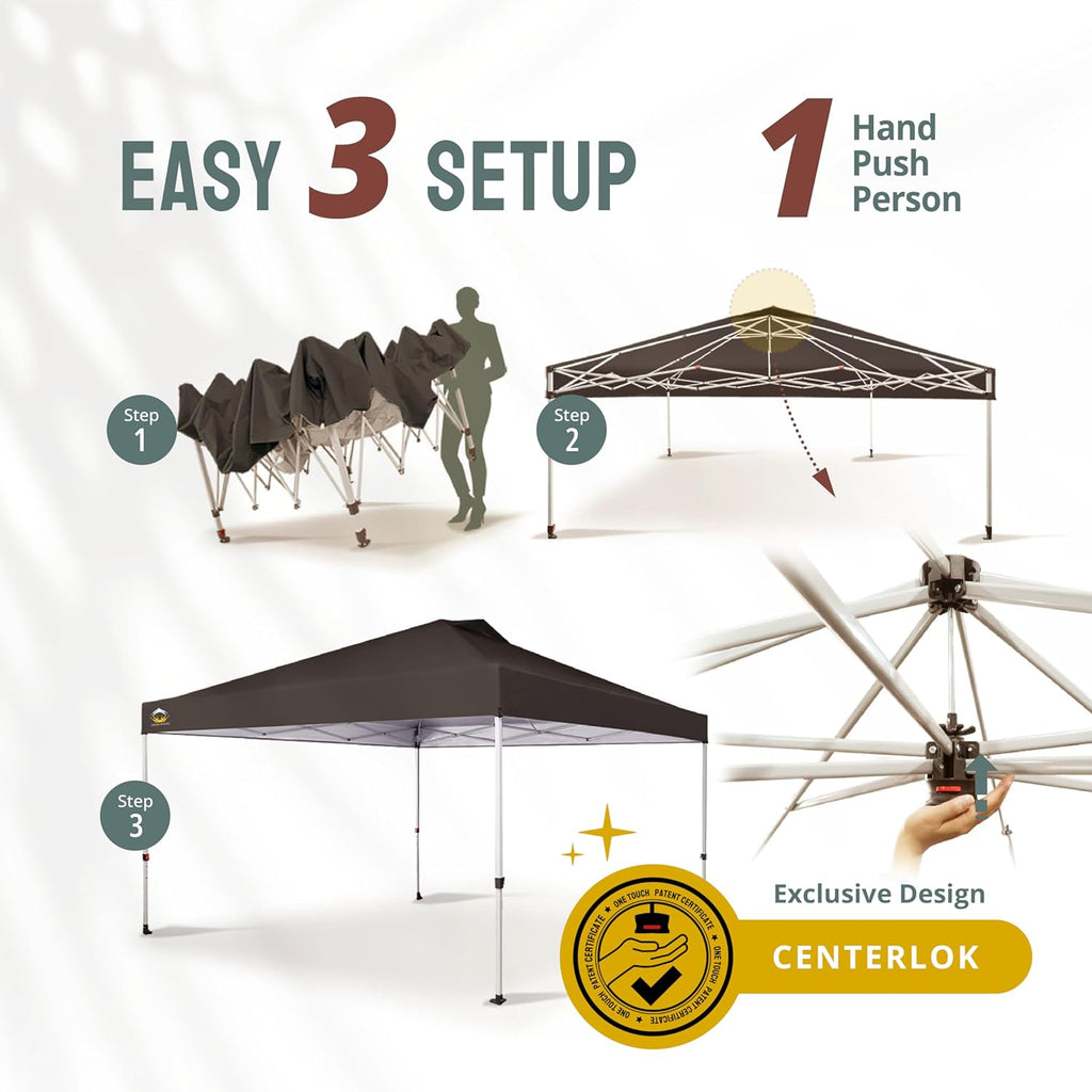 10x10 Pop-Up Awning - One-Click Installation Beach Tent - Outdoor Sunshade Silver Coated Top, 3 Heights and 4 Sand Pockets wourant