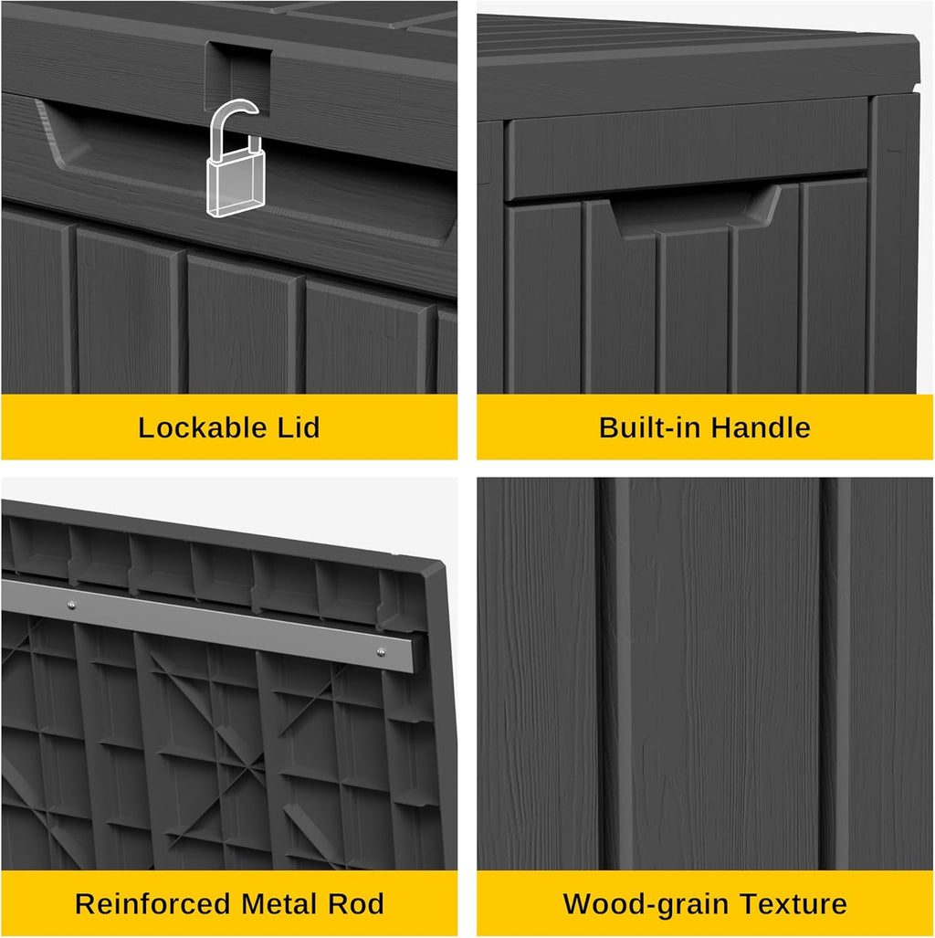 EAST OAK Outdoor Storage Box, 60 Gallon Deck Box Indoor and Outdoor Use, Waterproof Resin Storage Bin wourant