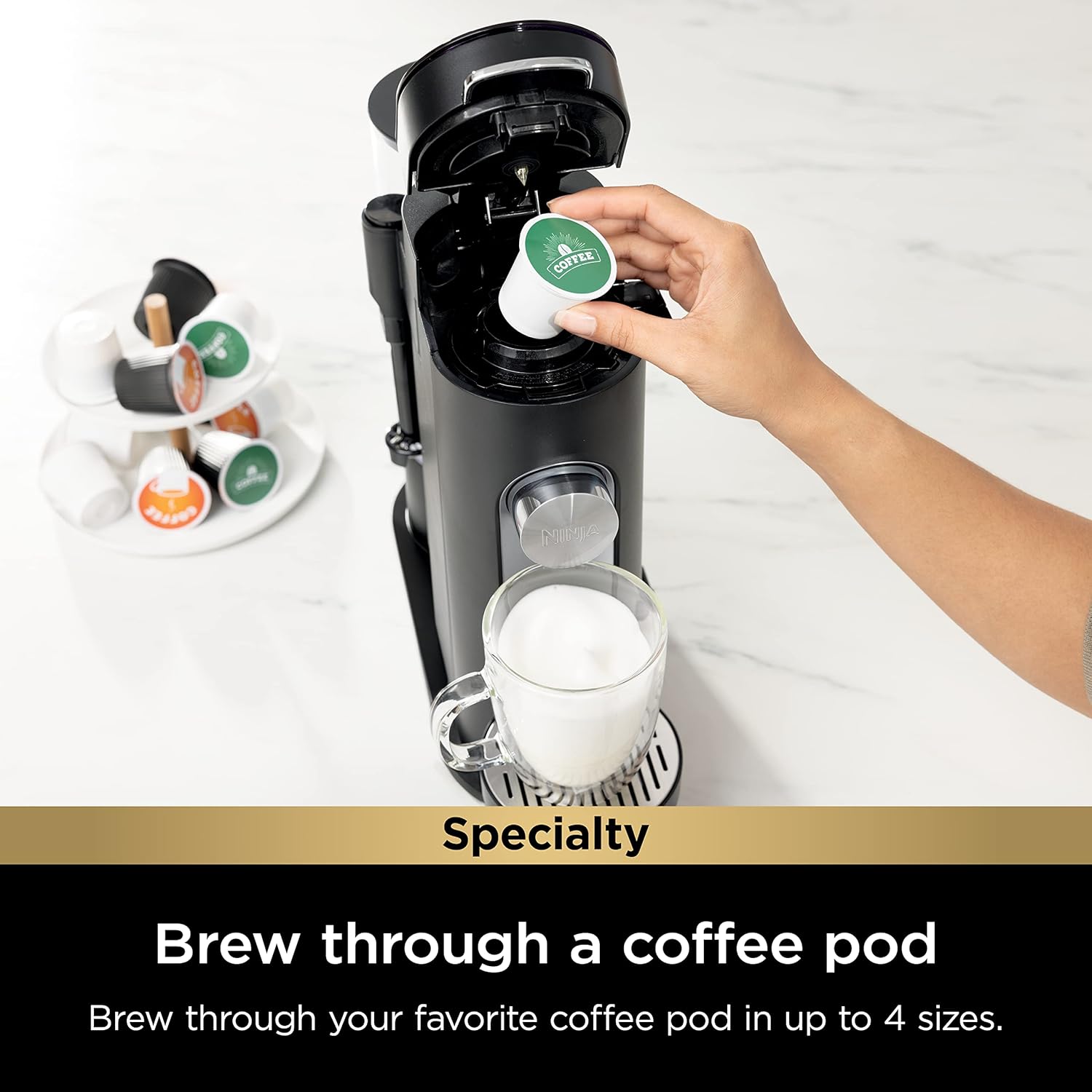 Ninja Pod & Grounds Single-Serve Coffee Maker 56-oz. Reservoir Stone PB051ST wourant