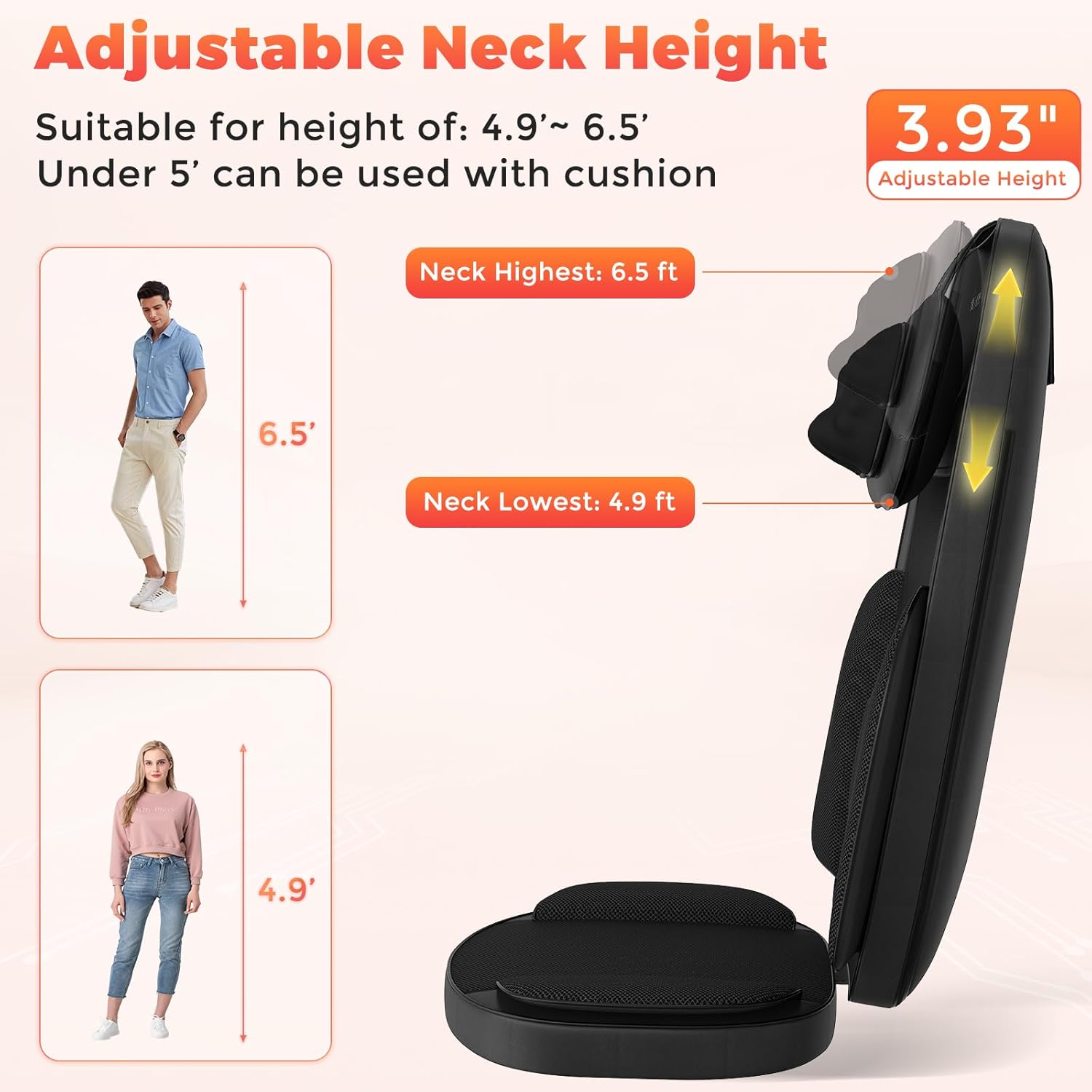 4D Kneading Back Massager Comfortable Chair Back Massager, Home Office Shiatsu Neck Massager Christmas Gift for Men and Women Parents wourant