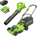Greenworks 40V 16" Brushless Cordless (Push) Lawn Mower Blower (350 CFM) 13" String Trimmer wourant