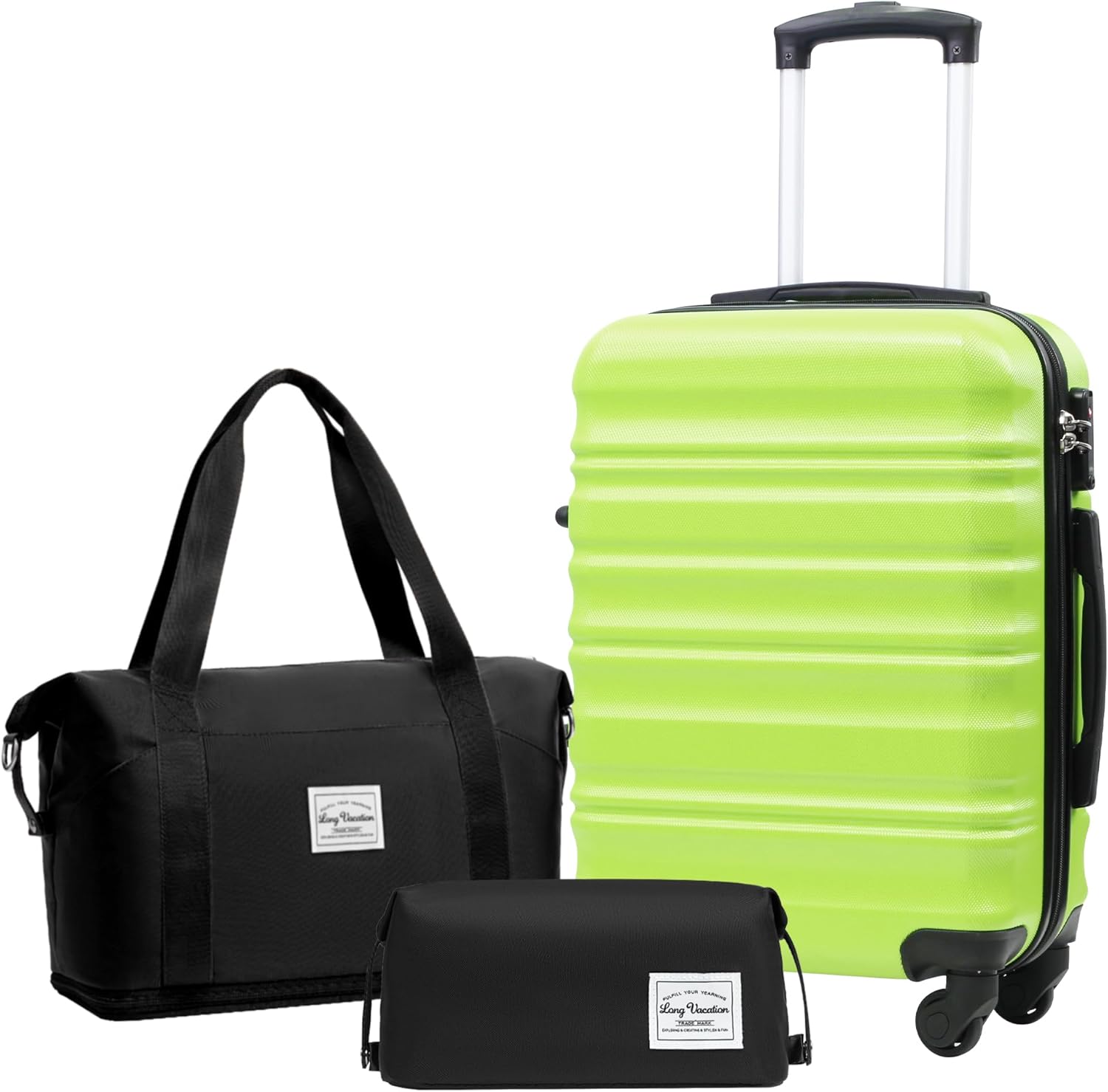 LONG VACATION 6 Piece Luggage Set Carry on Suitcase with ABS+PC hardshell, Spinner Wheels & YKK Zipper TSA Lock wourant