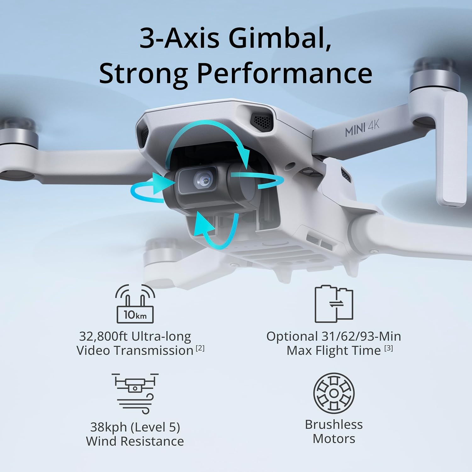 DJI Mini 4K, Drone with 4K UHD Camera for Adults, Under 249 g, 3-Axis Gimbal Stabilization, 10km Video Transmission, Auto Return, Wind Resistance, 1 Battery for 31-Min Max Flight Time, Intelligent Flight wourant