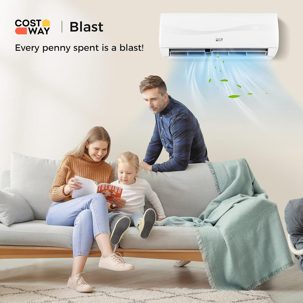 COSTWAY 12000BTU Mini Split Air Conditioner& Heater, 20 SEER2 115V Wall-Mounted Ductless AC Unit Cools Rooms up to 750 Sq. Ft, Energy Efficient Inverter AC with Heat Pump (Blast Series) wourant
