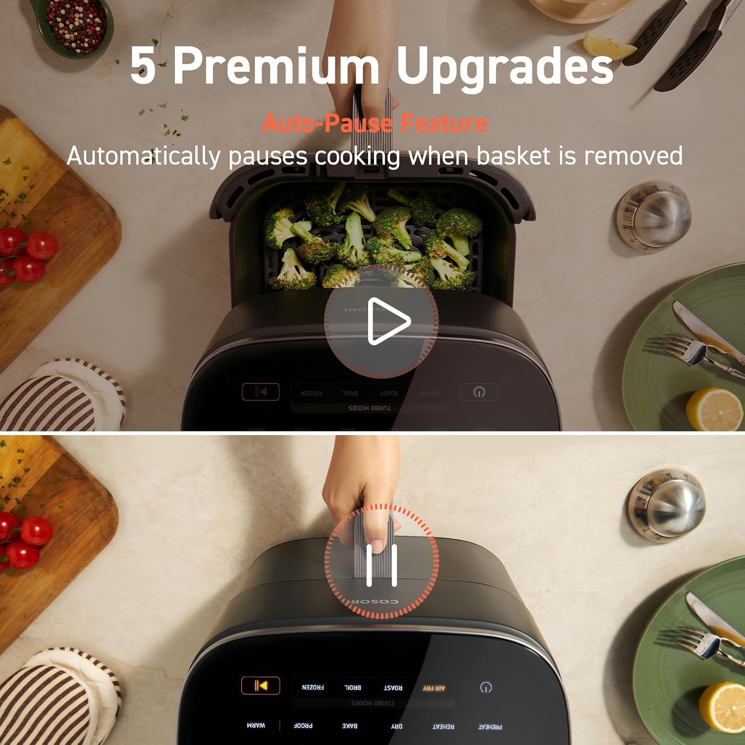 COSORI Air Fryer 9-in-1 Compact & Large 6-Qt Fast Turbo Modes Precise Heat for Even Results wourant