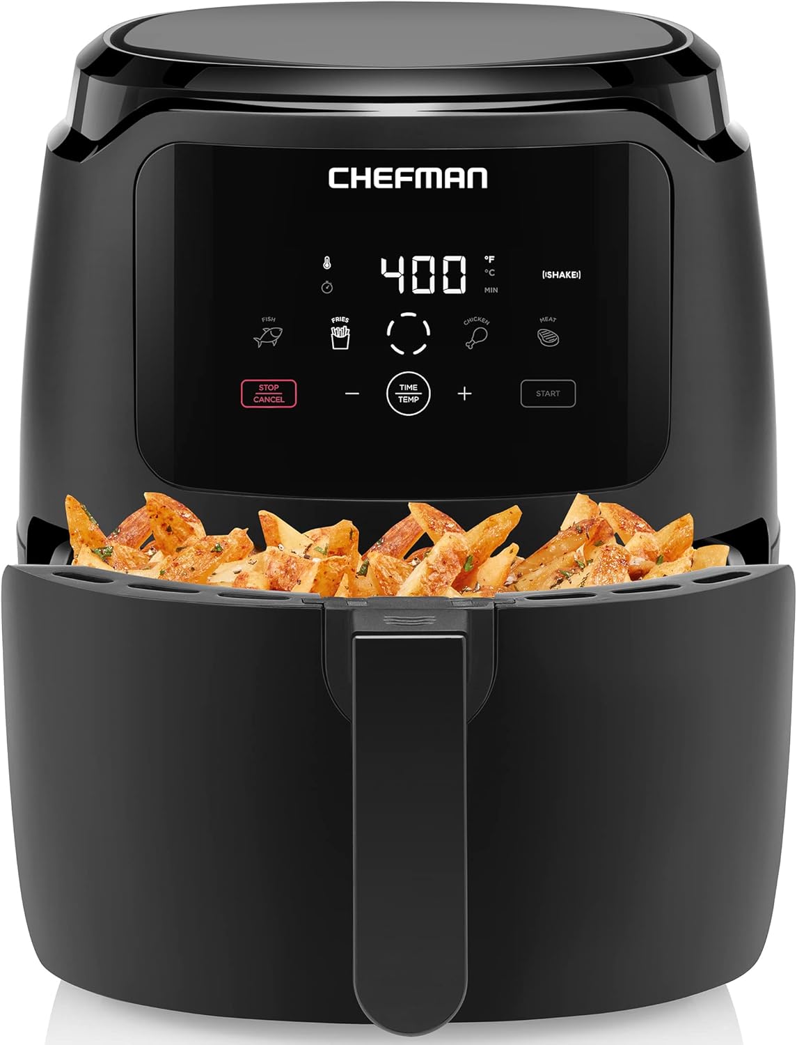 Chefman 6-Quart Double Basket Air Fryer with Easy View Window uses two separate 3-quart nonstick pans. wourant