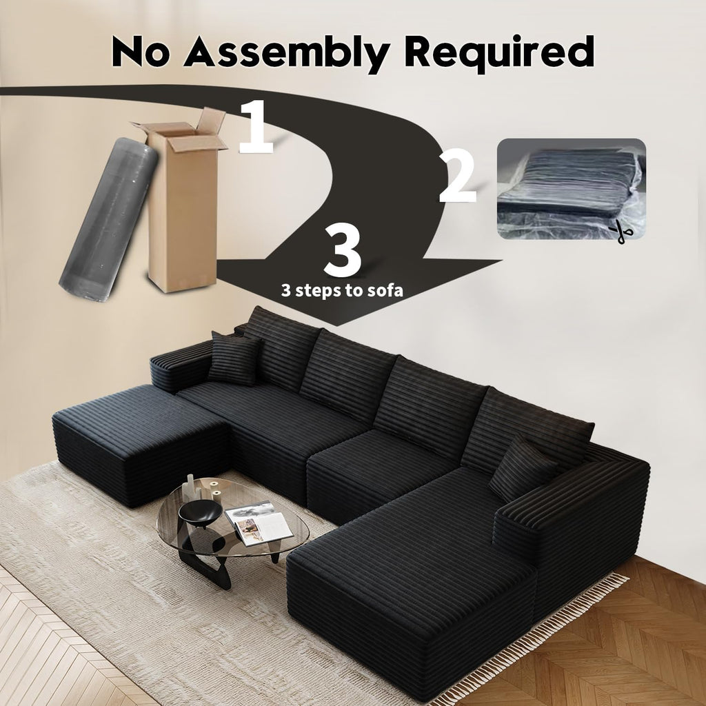 107.5" Cloud Modular Sectional Sofa Couch with L-Shape Chaise,Modern Minimalist Upholstered Couches wourant