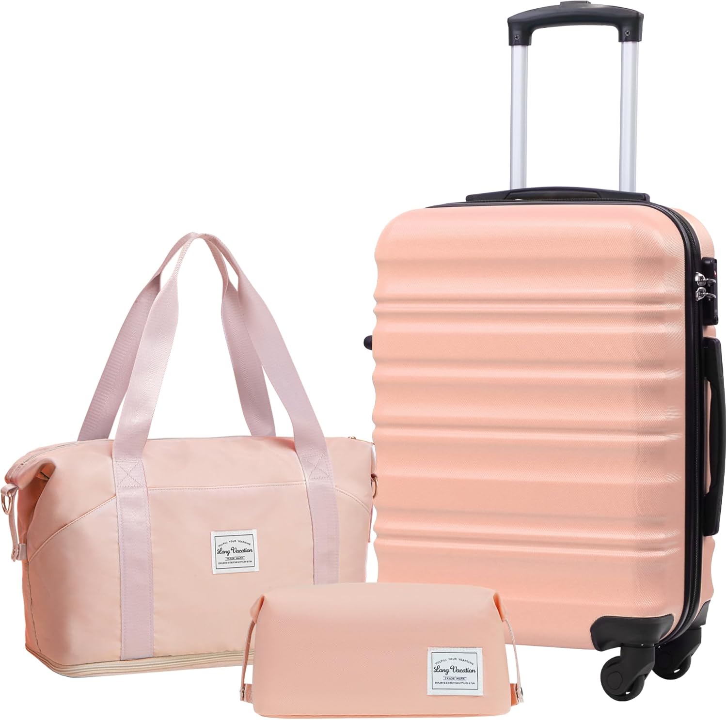 LONG VACATION 6 Piece Luggage Set Carry on Suitcase with ABS+PC hardshell, Spinner Wheels & YKK Zipper TSA Lock wourant