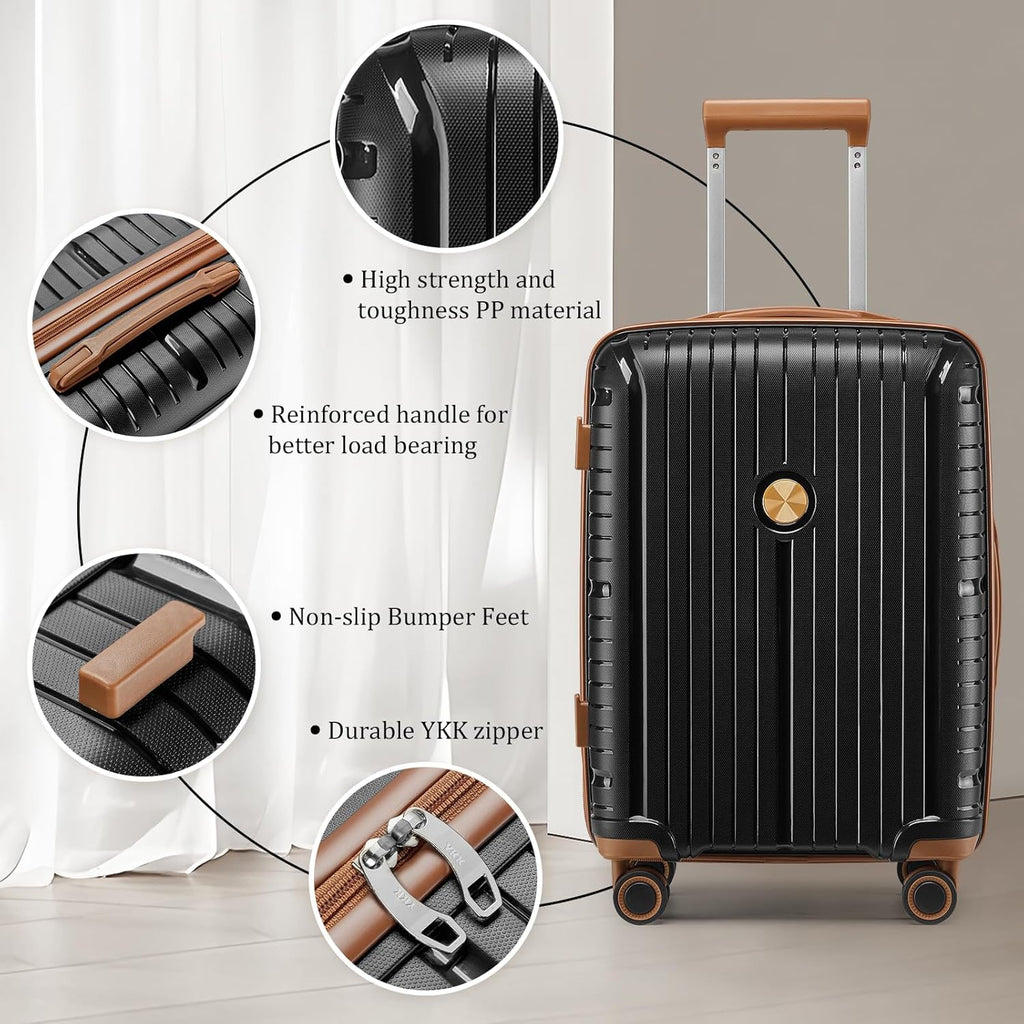 5-piece PP hardshell lightweight travel carry-on luggage set with dual spinner wheels wourant