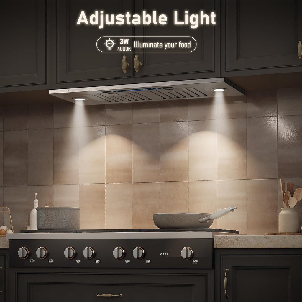 IKTCH 30" Built-in/Plug-in Range Hood 900 CFM, Ducted/Ductless Convertible Ducted, Stainless Steel Kitchen Range Hood wourant