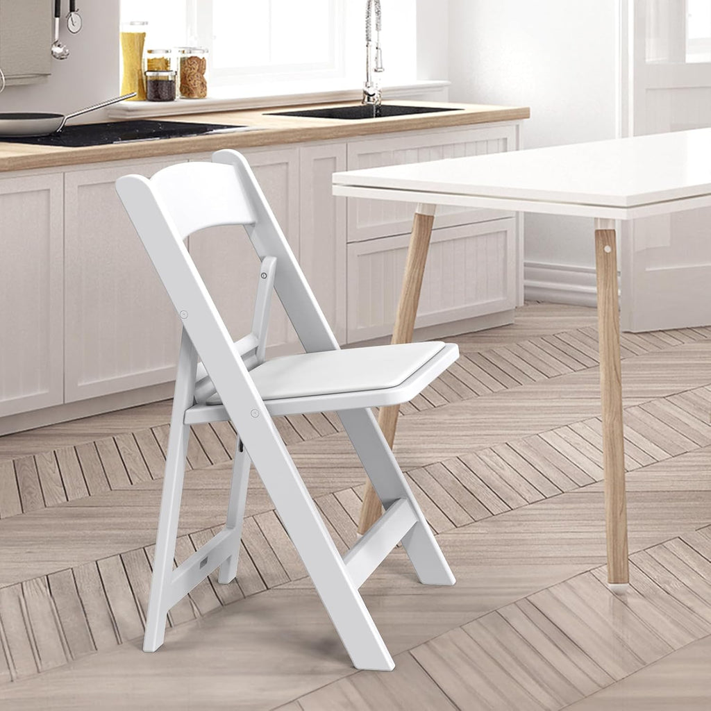 VINGLI Resin Folding Chair with Cushion Foldable Plastic Chair with Comfortable Cushioned Seat wourant
