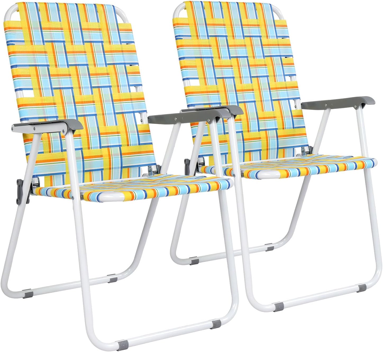 VINGLI Patio Lawn Webbed Folding Chairs Set of 2, Outdoor Beach Portable Lawn Chair Camping Chair Beach Chair wourant