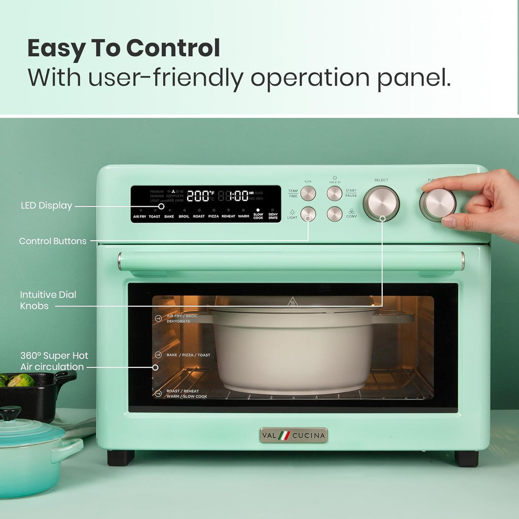 Infrared Heating Air Fryer Toaster Oven, Extra Large Countertop Convection Oven 10-in-1 Combo, 6-Slice Toast, Enamel Baking Pan Easy Clean with Recipe Book, Black Matte Stainless Steel wourant