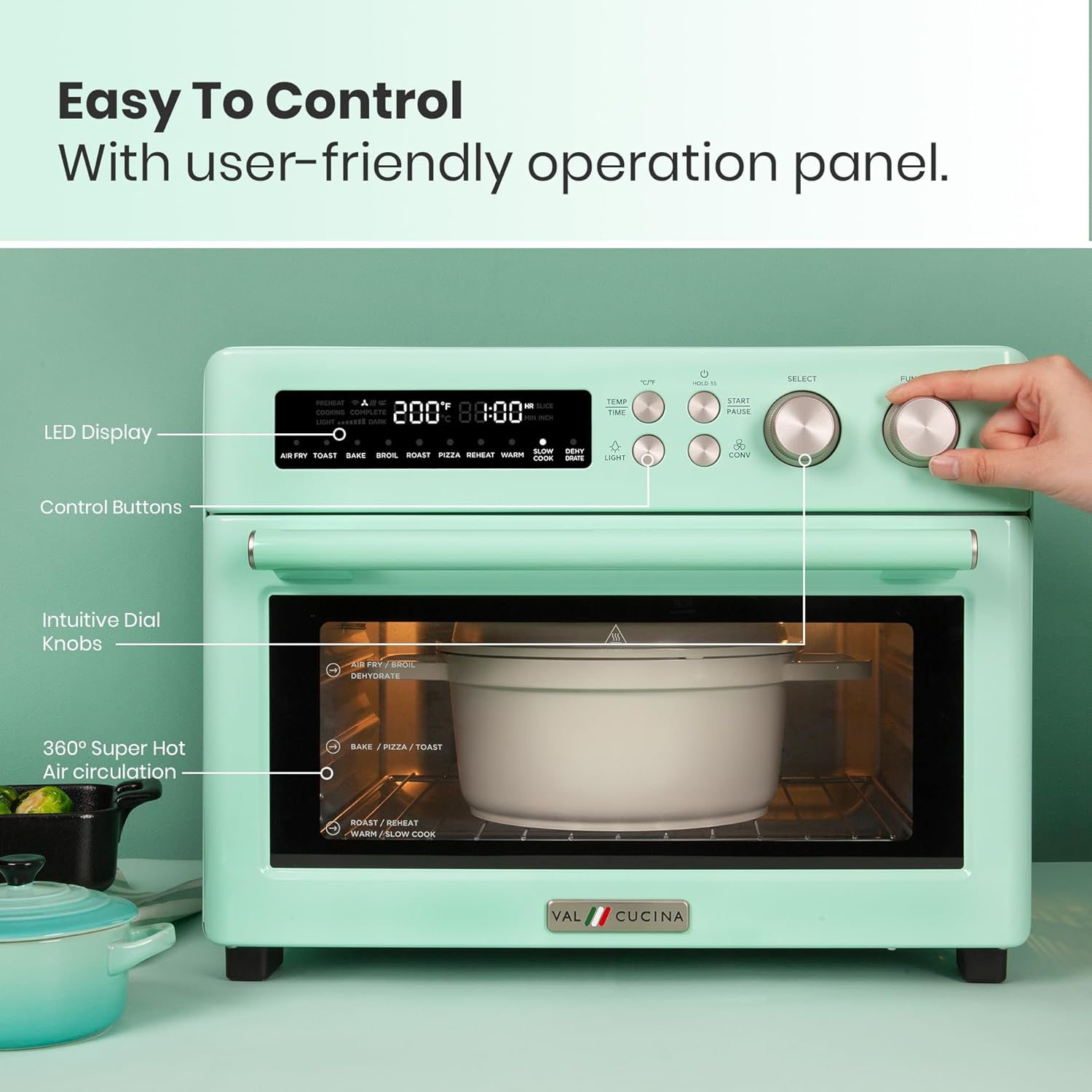 Infrared Heating Air Fryer Toaster Oven, Extra Large Countertop Convection Oven 10-in-1 Combo, 6-Slice Toast, Enamel Baking Pan Easy Clean with Recipe Book, Black Matte Stainless Steel wourant