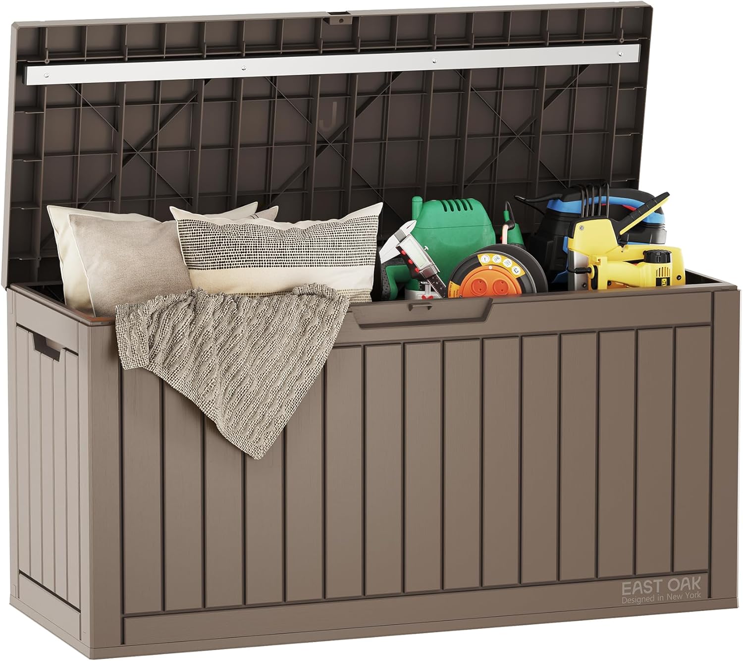 EAST OAK Outdoor Storage Box, 60 Gallon Deck Box Indoor and Outdoor Use, Waterproof Resin Storage Bin wourant