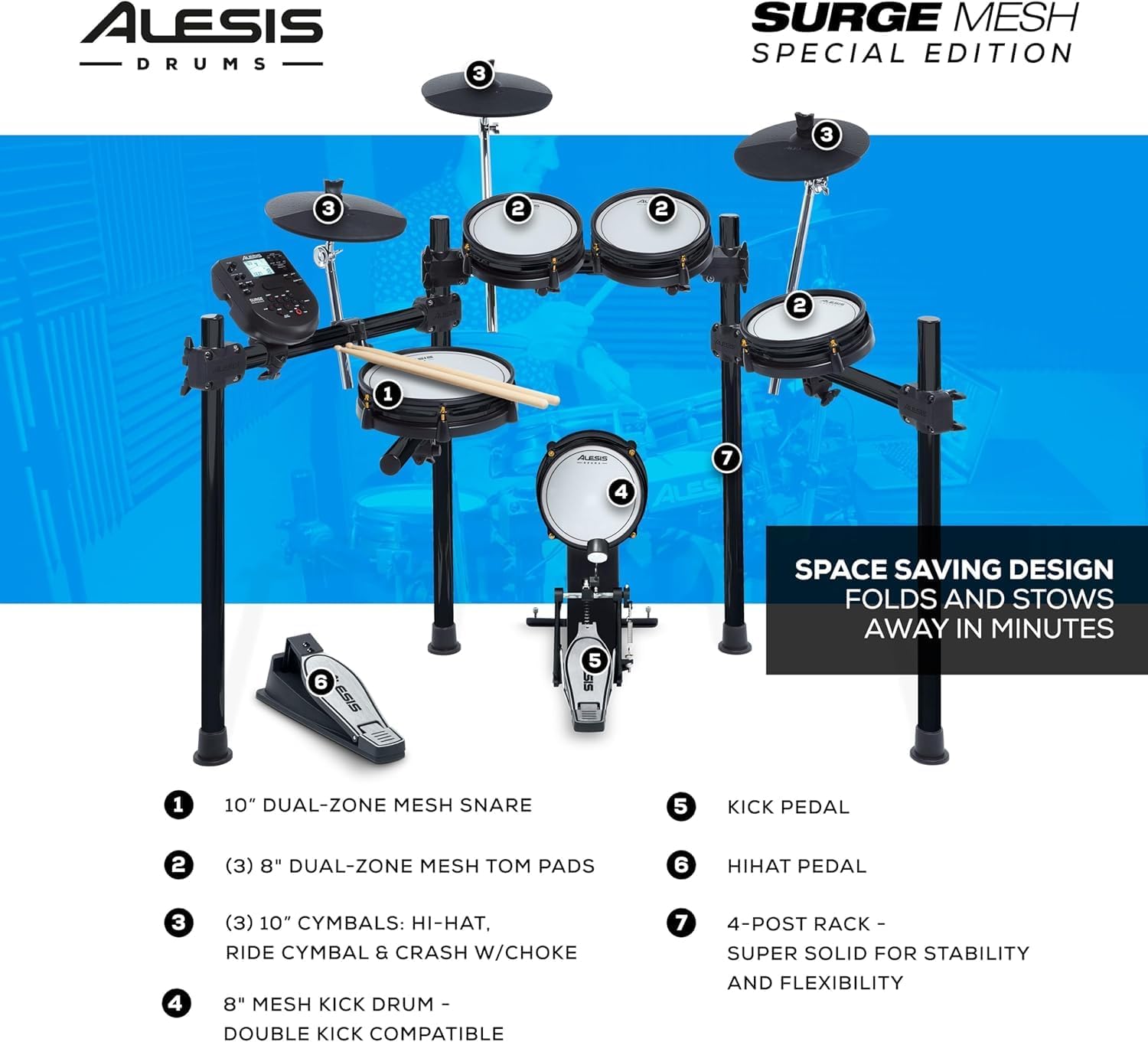 Alesis Drums Command Mesh SE Kit-Electric Drum Set USB MIDI Connection 600 Drum Sound wourant