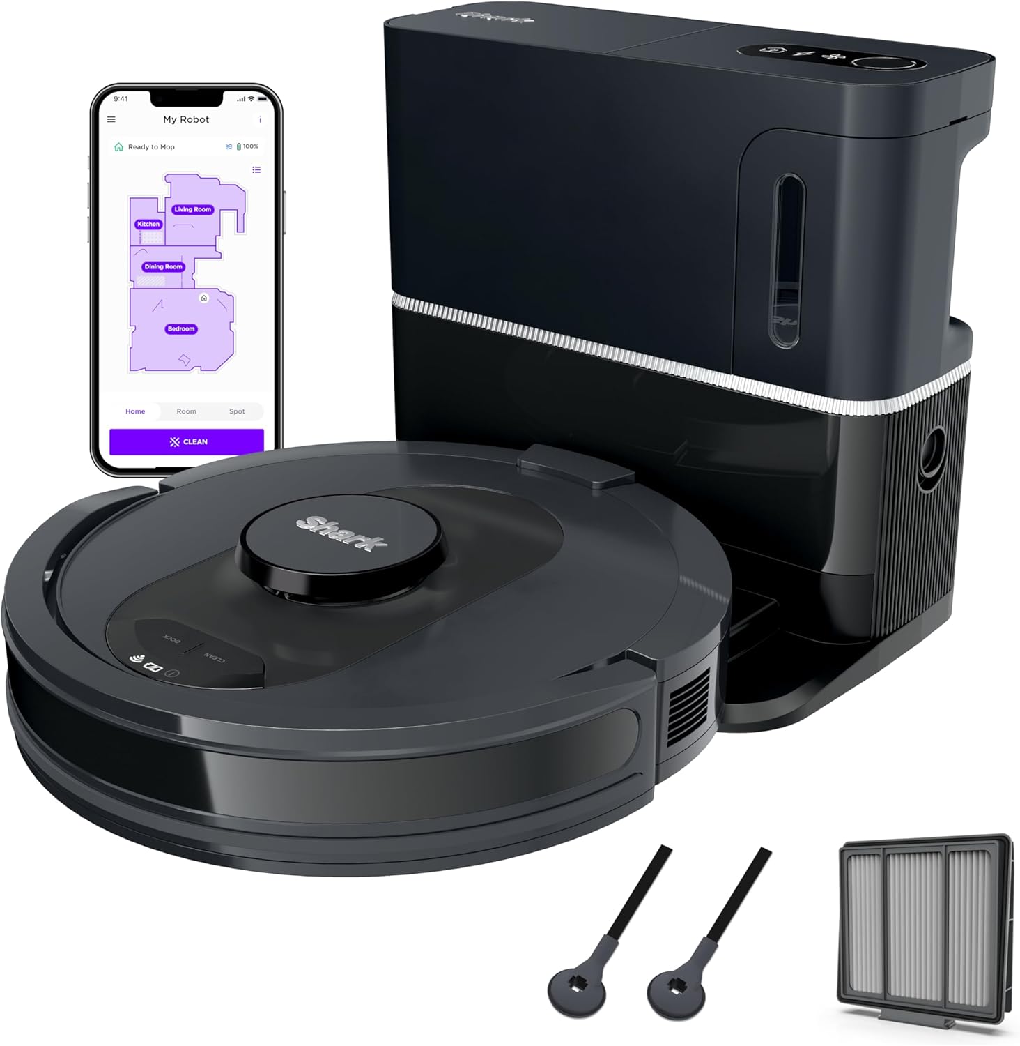 Voice Control Robot Vacuum with Matrix Clean Navigation, Home Mapping, 60-Day Capacity, XL Self-Empty Base for Homes with Pets, Carpet & Hard Floors, Cool Grey wourant