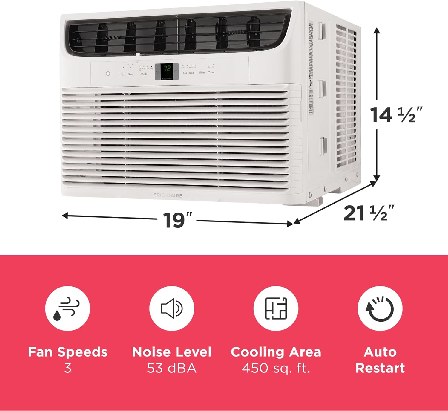 Frigidaire 5,000 BTU Window Air Conditioner with Remote Control, Cools Up to 150 Sq. Ft., Quiet Operation, Eco Mode, 3 Fan Speeds, Auto Restart, White wourant