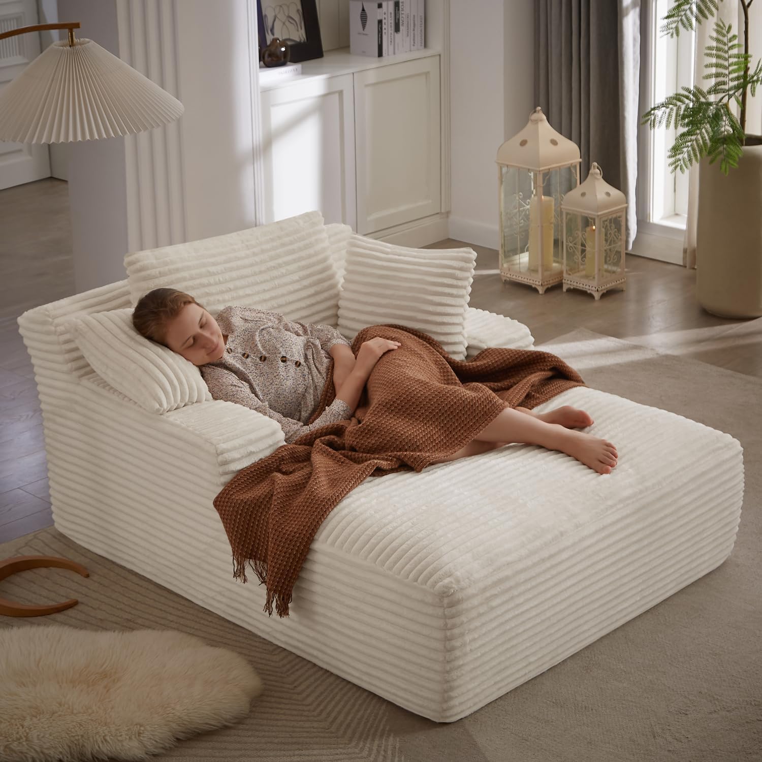 50-inch indoor recliner, oversized corduroy upholstered boneless sofa bed, deep sleeper sofa reading chair, cloud sofa, living room sofa wourant