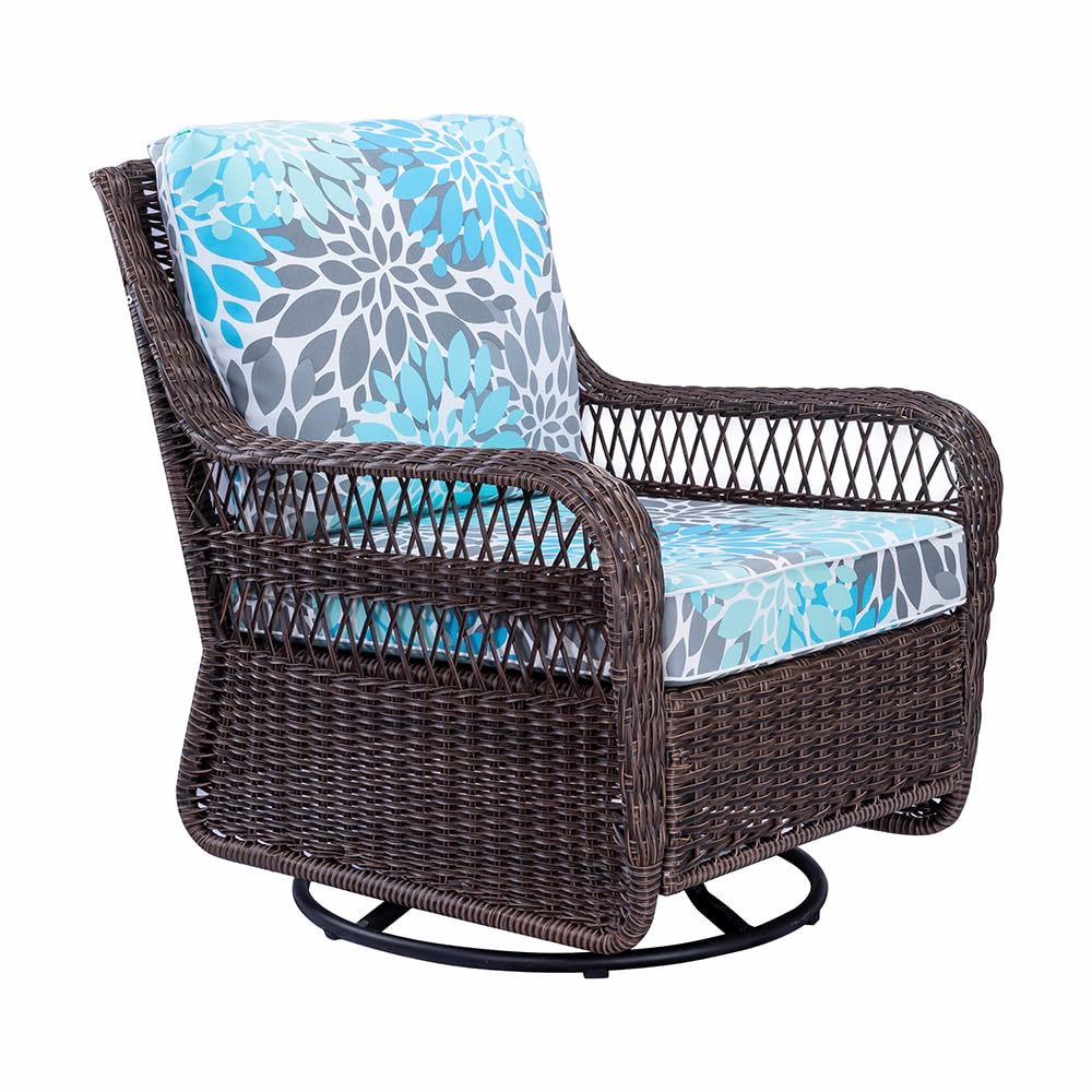 Outdoor Swivel Rocker Patio Chair - Outdoor Wicker Rocking Glider Chair with Water Resistant Seat/Back Cushions wourant