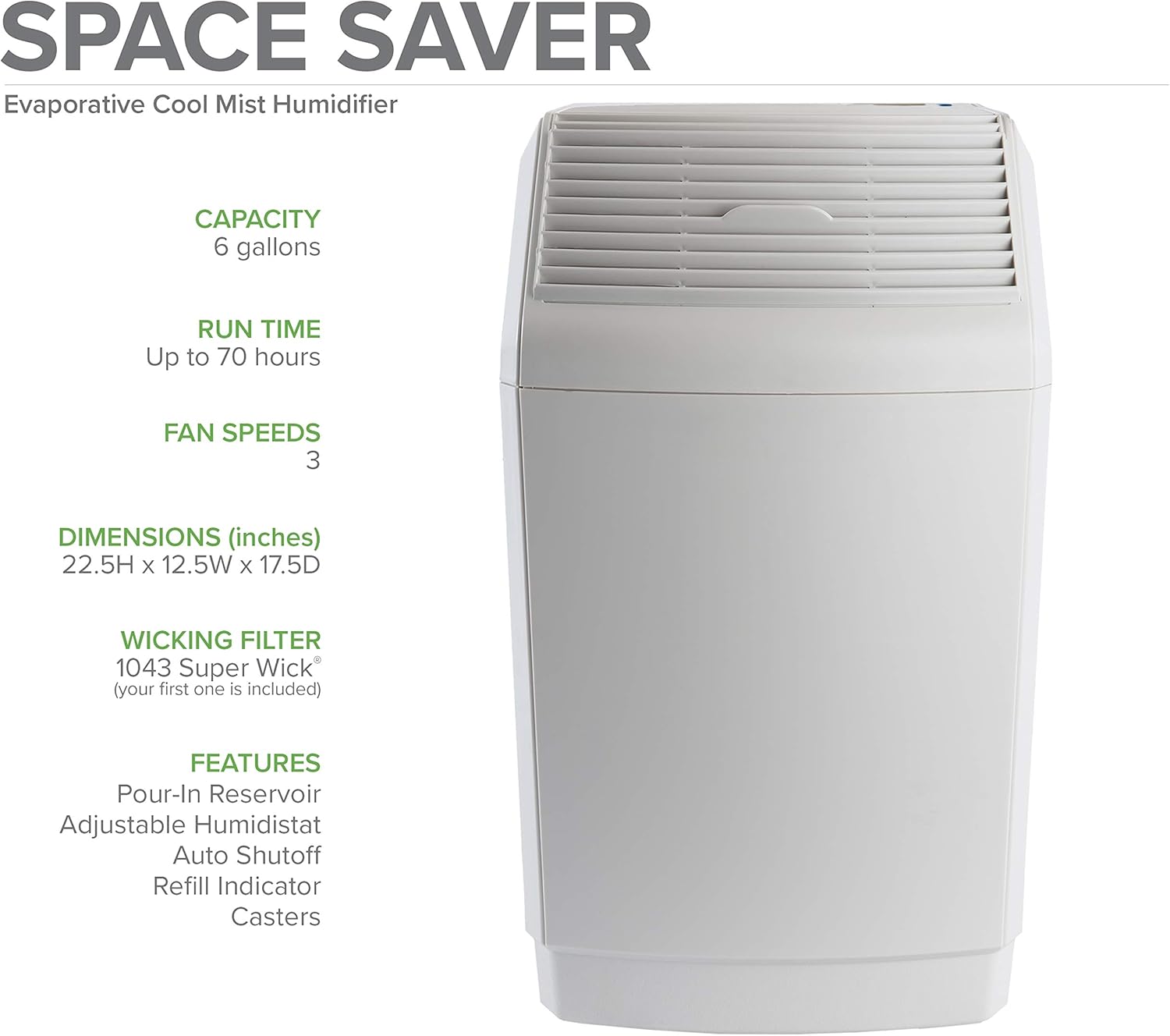 AIRCARE Space Saver Large Evaporative Whole House Commercial 6 Gallon Humidifier wourant
