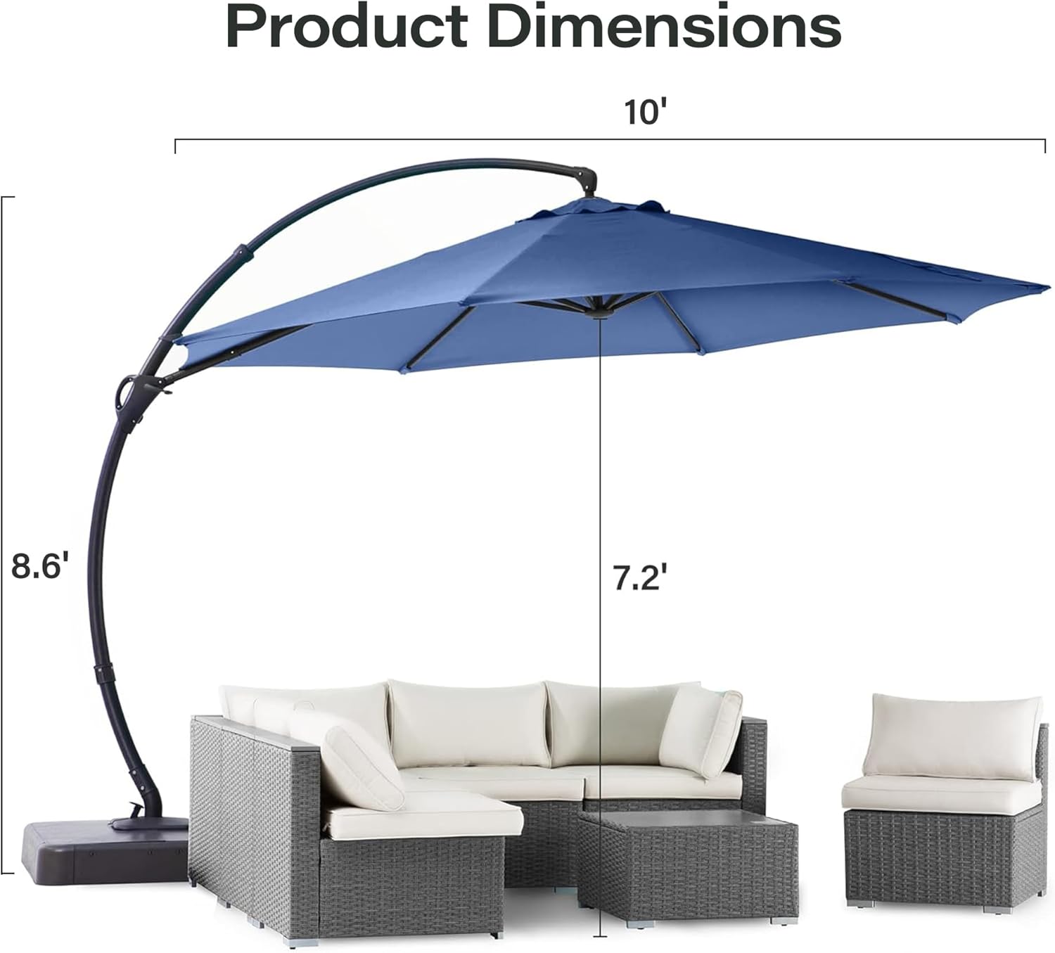 LAUSAINT HOME Outdoor Patio Umbrella with Base included, 11 FT Deluxe Curvy Cantilever Umbrella Heavy Duty Offset Hanging Umbrella with 360° Rotation for Market, Pool, Garden, Backyard, Deck (Beige) wourant