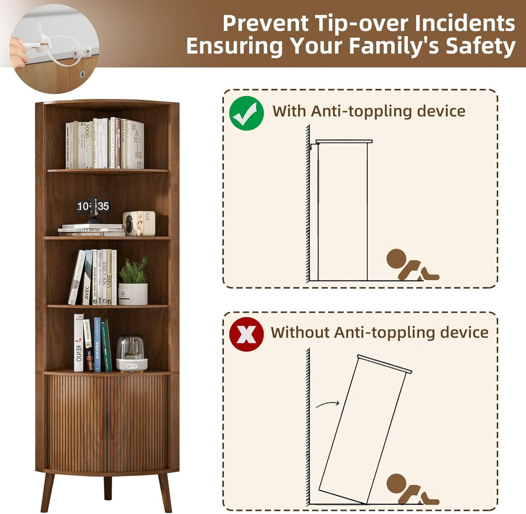 Corner Cabinet, 66.73'' Tall Modern Corner Bathroom Storage Cabinet wourant
