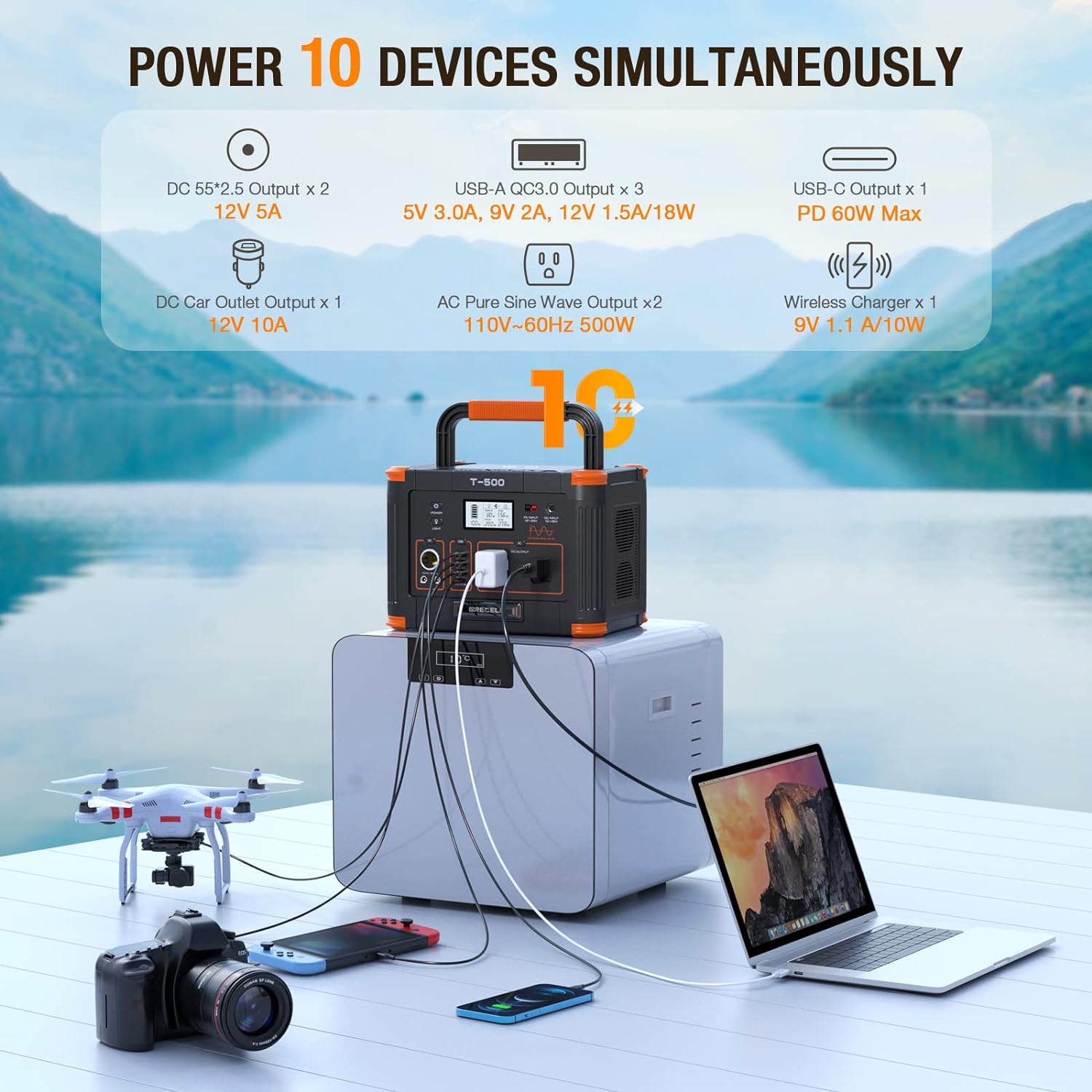 Portable Power Station 300W (Peak 600W),230.88Wh Solar Generator with 60W USB-C PD Output, 110V Pure Sine Wave AC Outlet Backup Lithium Battery for Outdoors Camping Travel Home Blackout wourant
