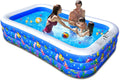 Inflatable Swimming Pool, 120" x 72" x 22" Kiddie Pools, Family Lounge Pools Thickened Above Ground Family Pool for Summer Water Party, Backyard, Garden Lawn, Blue wourant