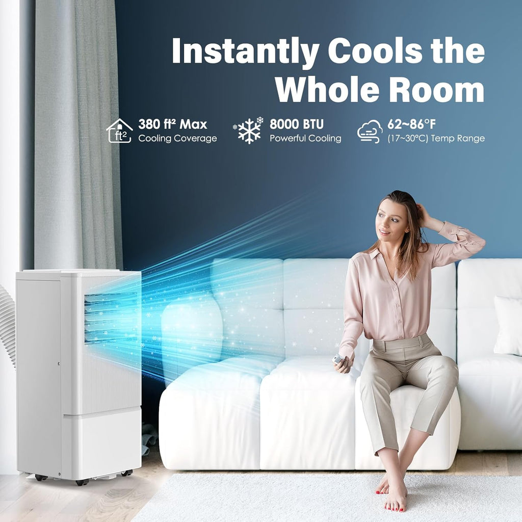 Air Choice Portable Air Conditioner, 10000 BTU Air Conditioner Portable for Room Up to 450 Sq.Ft, Remote Control, 24H Timer, Dehumidifier & Fan Modes, 3-in-1 AC Unit with Window Kit for Home Office wourant
