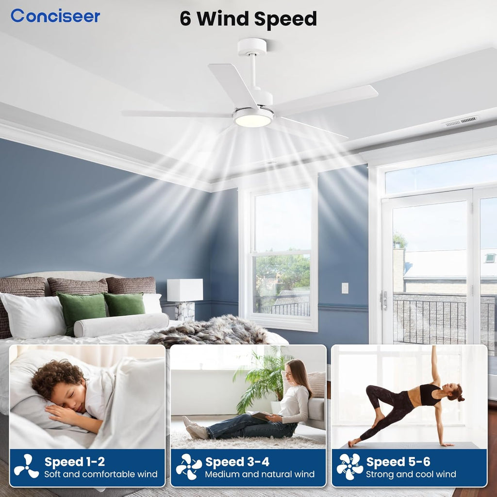 Modern Ceiling Fans with Lights, 72 Inch Ceiling Fan with Light and Remote, Bedroom Living Room Library Cafe Outdoor/Industrial,24W 3CCT Dimmable, 8 Blades 6 Speed Reversible Quiet DC Motor, Black wourant