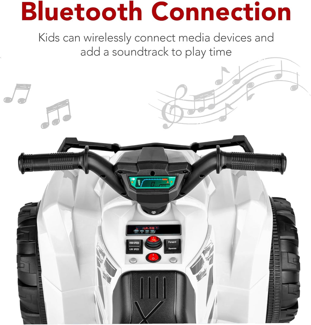 Best Choice Products 12V Kids Ride-On Electric ATV, 4-Wheeler Quad Car Toy w/Bluetooth Audio, 2.4mph Max Speed, Treaded Tires, LED Headlights, Radio wourant