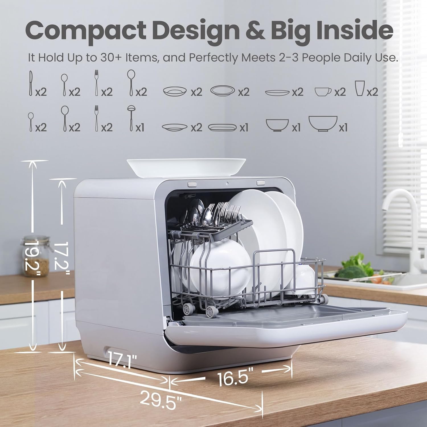 COMFEE' Portable Mini Dishwasher Countertop with 5L Built-in Water Tank for Apartments& RVs wourant