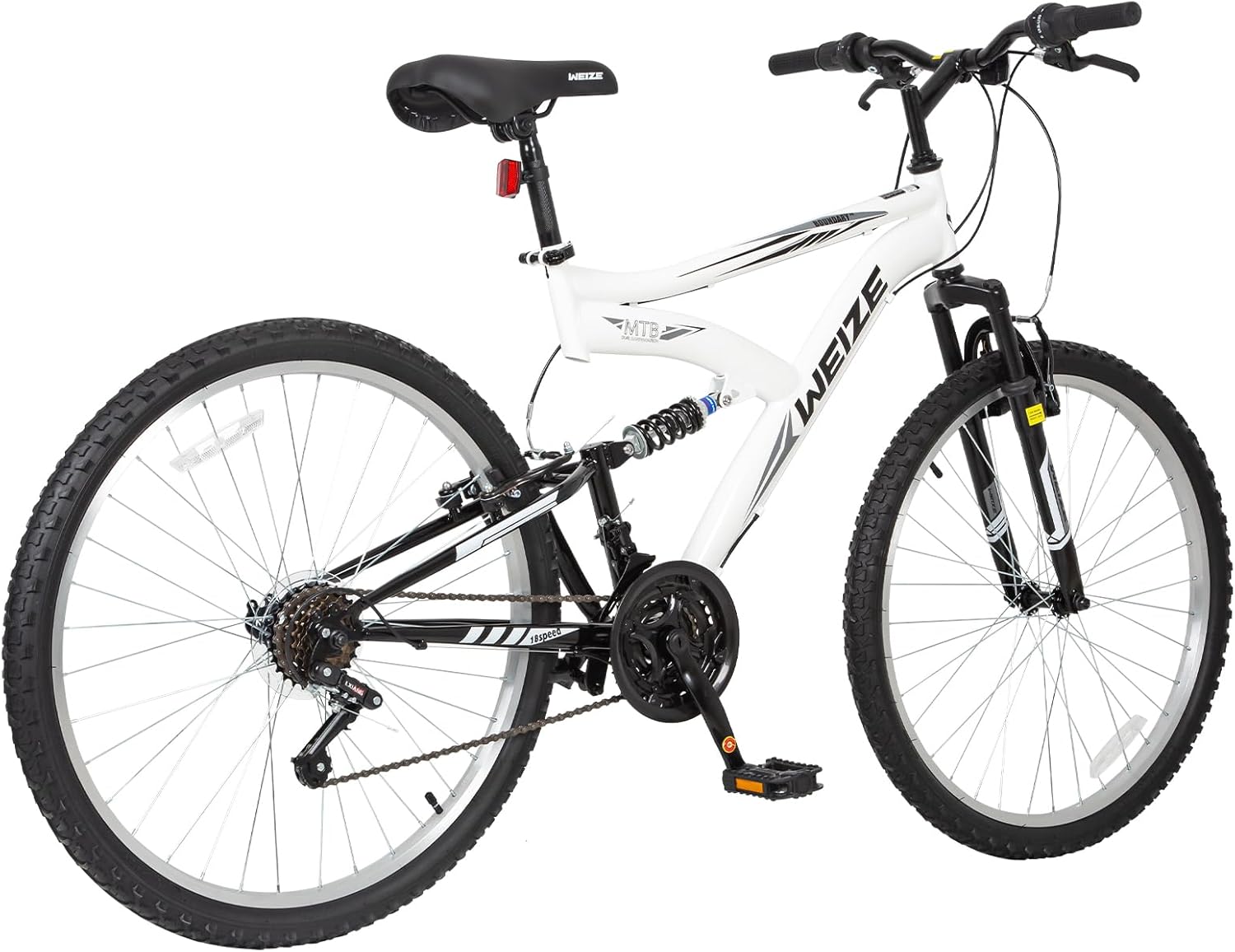 WEIZE Mountain Bike, 26 27.5 inch Outdoor Hybrid Bikes,18-Speed/High-Carbon Steel/Dual Full Suspension, Adjustable Ergonomic Seat for Men Women Adult, MTB Bicycle with Suspension Fork,Sleek Colors wourant