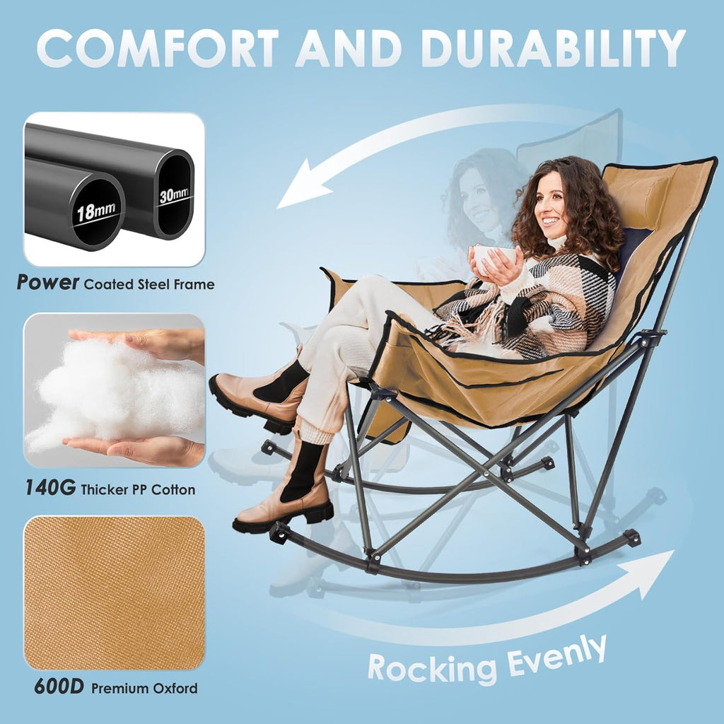Heated Camping Chair, Extra Large Heated Chair Outdoor Sports Chair with 3 Heat Levels on Back and Seat, Portable Folding Heated Outdoor Chair (Batteries Not Included) wourant