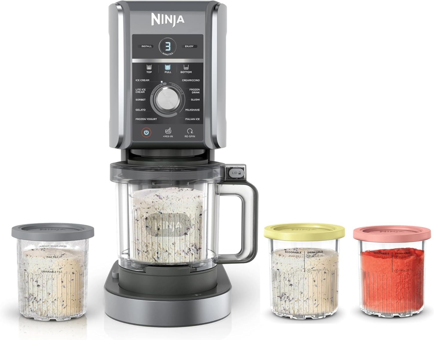 Ninja NC301 CREAMi Ice Cream Maker, for Gelato, Mix-ins, Milkshakes, Sorbet, Smoothie Bowls & More, 7 One-Touch Programs, with (2) Pint Containers & Lids, Compact Size, Perfect for Kids, Silver wourant