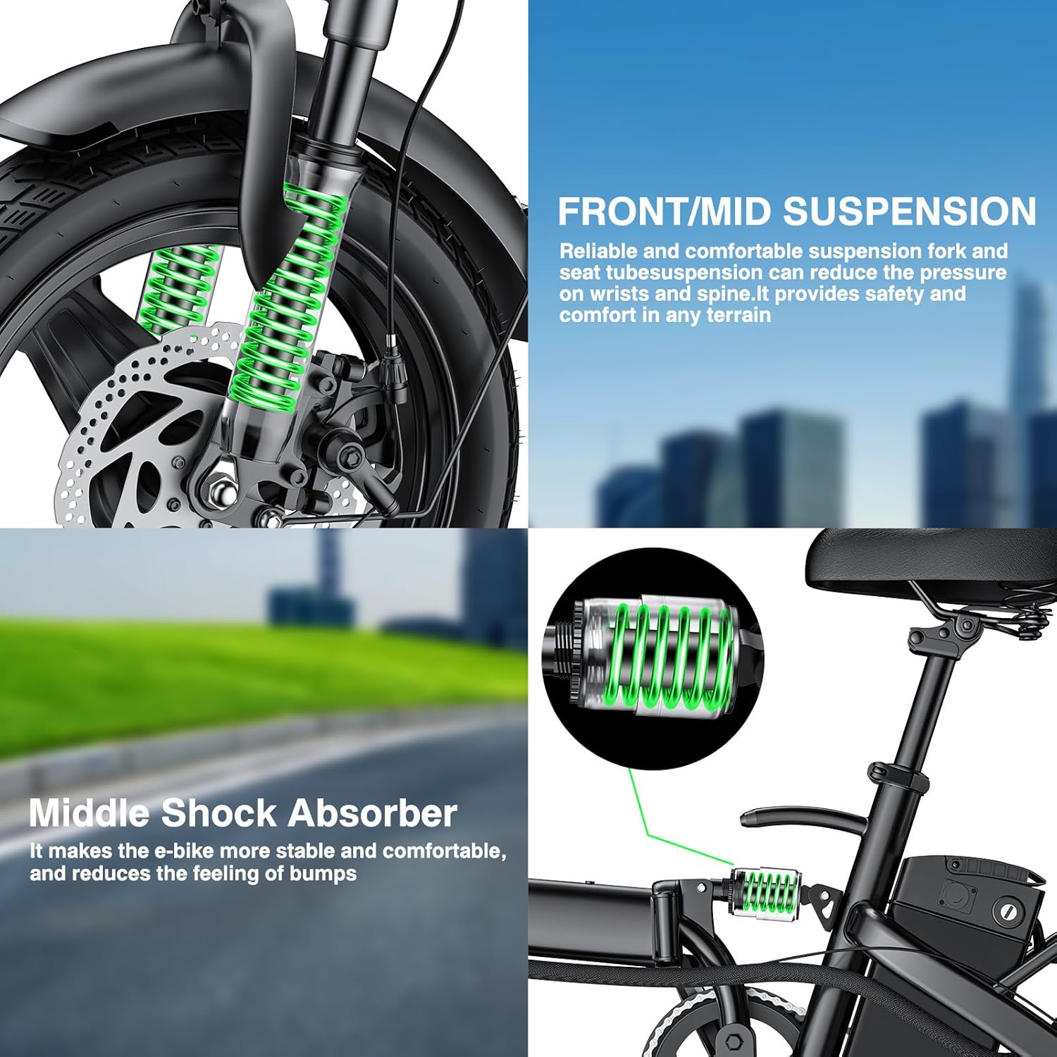 Electric Bike for Adults Teens Folding E-Bike Commuter City Foldable ebike Motor 48V 24MPH wourant