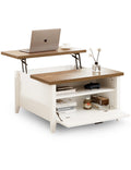 Lift Top Coffee Table, Ergonomic Rising Table with Hidden Compartment, Dining Table with Storage Shelf wourant